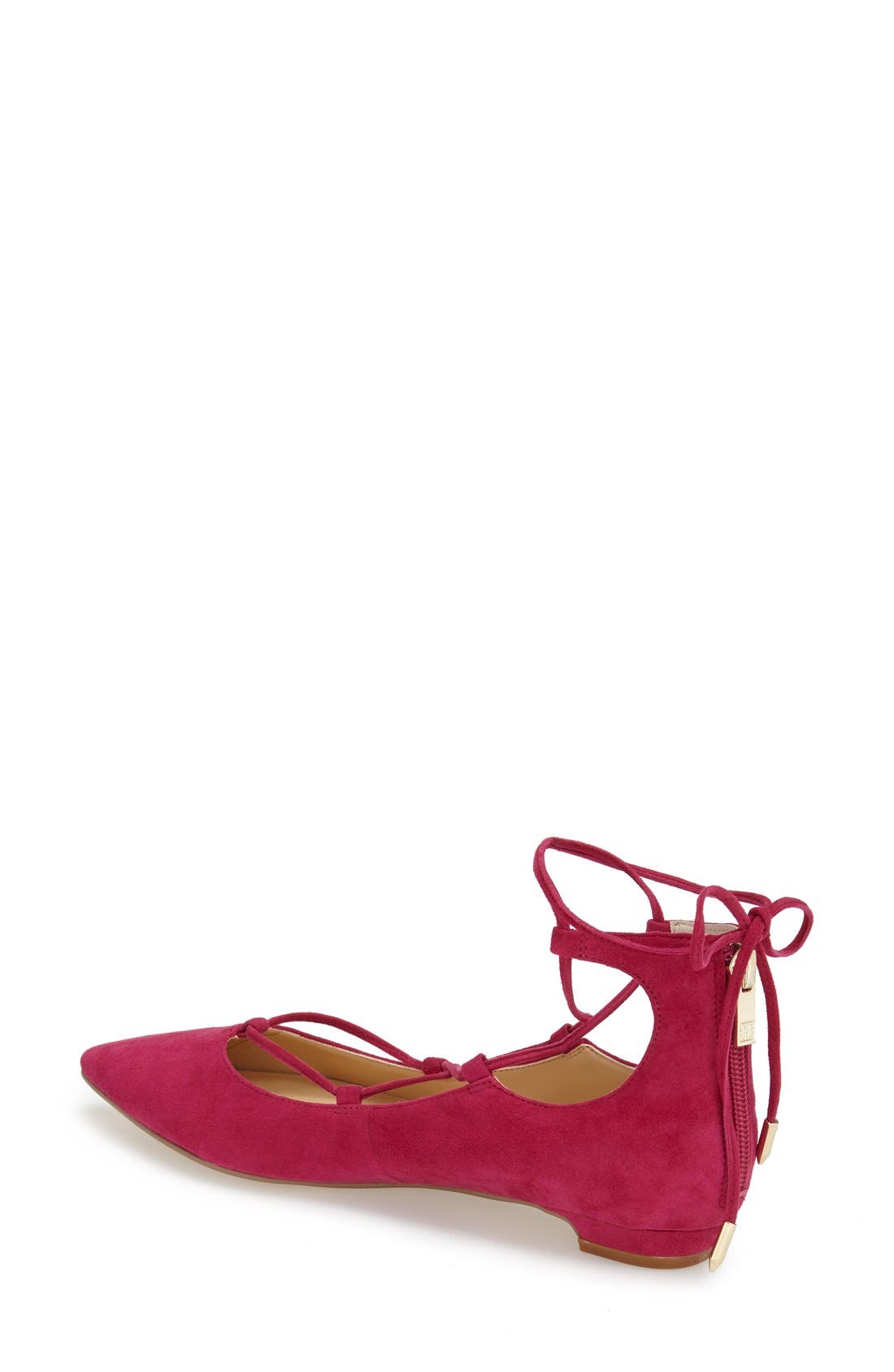 'Tropica' Pointy Toe Ghillie Flat, Alternate, color, FUSCHIA SUEDE
