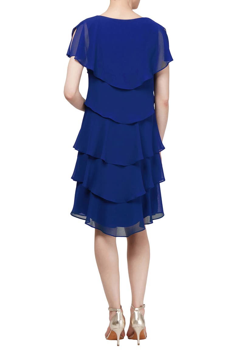 Georgette Ruffle Tiered Dress, Alternate, color, COBALT