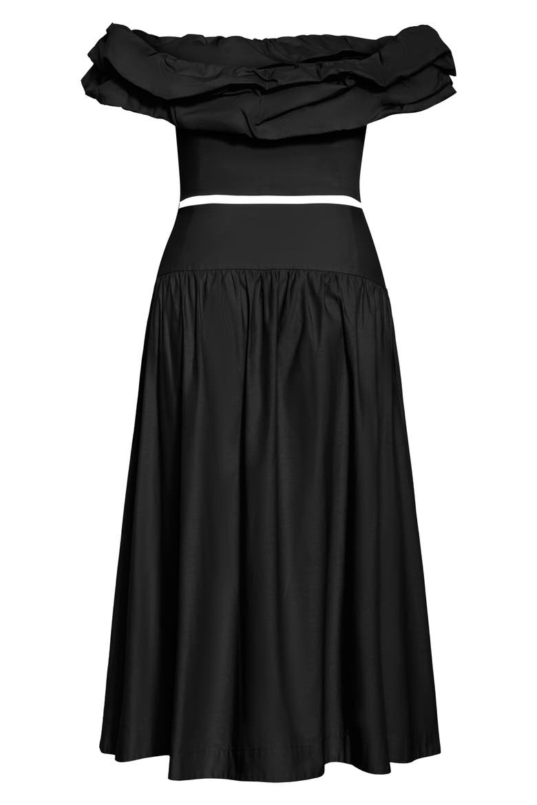 Kaia Off the Shoulder Crop Top & Maxi Skirt, Alternate, color, BLACK