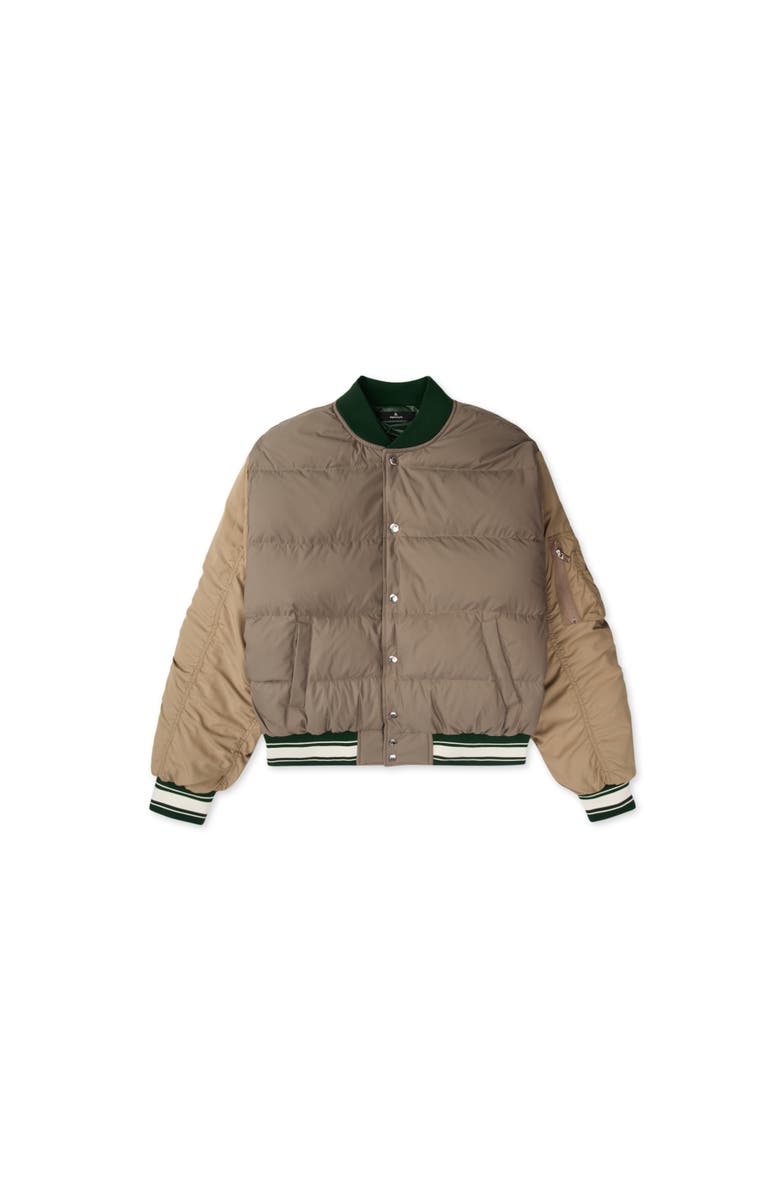 AlphaStyle Hamden Mens Reversible Down Varsity Jacket, Alternate, color, Green