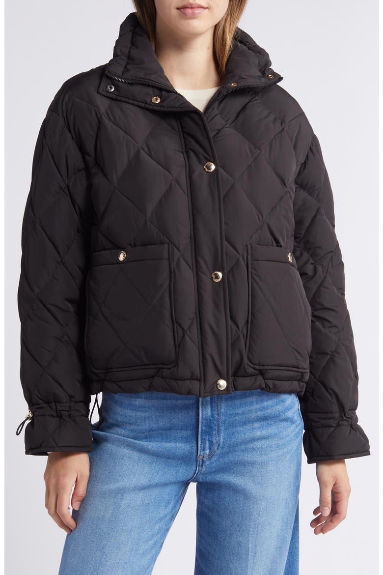 Diamond Quilted Jacket, Main, color, BLACK