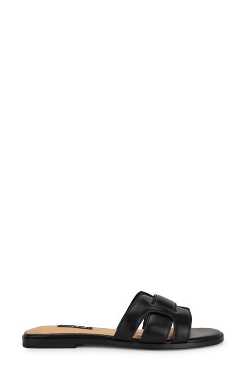Nine West Germani Womens Leather Square Toe Slide Sandals In Black
