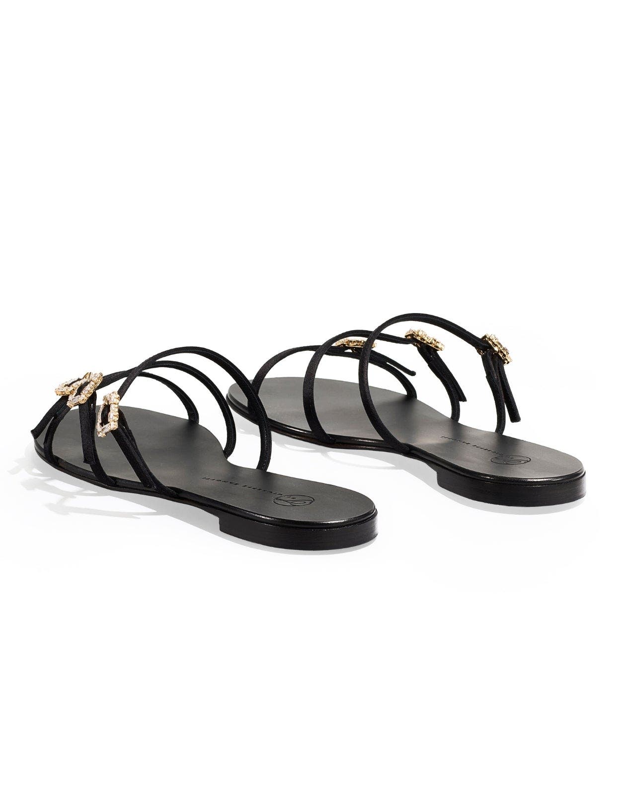 Eclipse Satin Flat Sandals, Alternate, color, Black