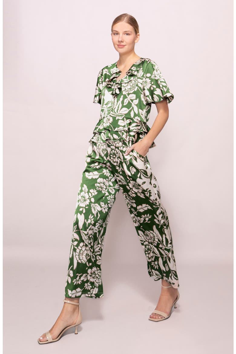 Floral Satin Pants, Alternate, color, GREEN FLORAL