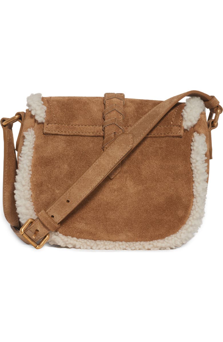 Golden Goose Small Rodeo Genuine Shearling Trim Suede Saddle Bag, Alternate, color,