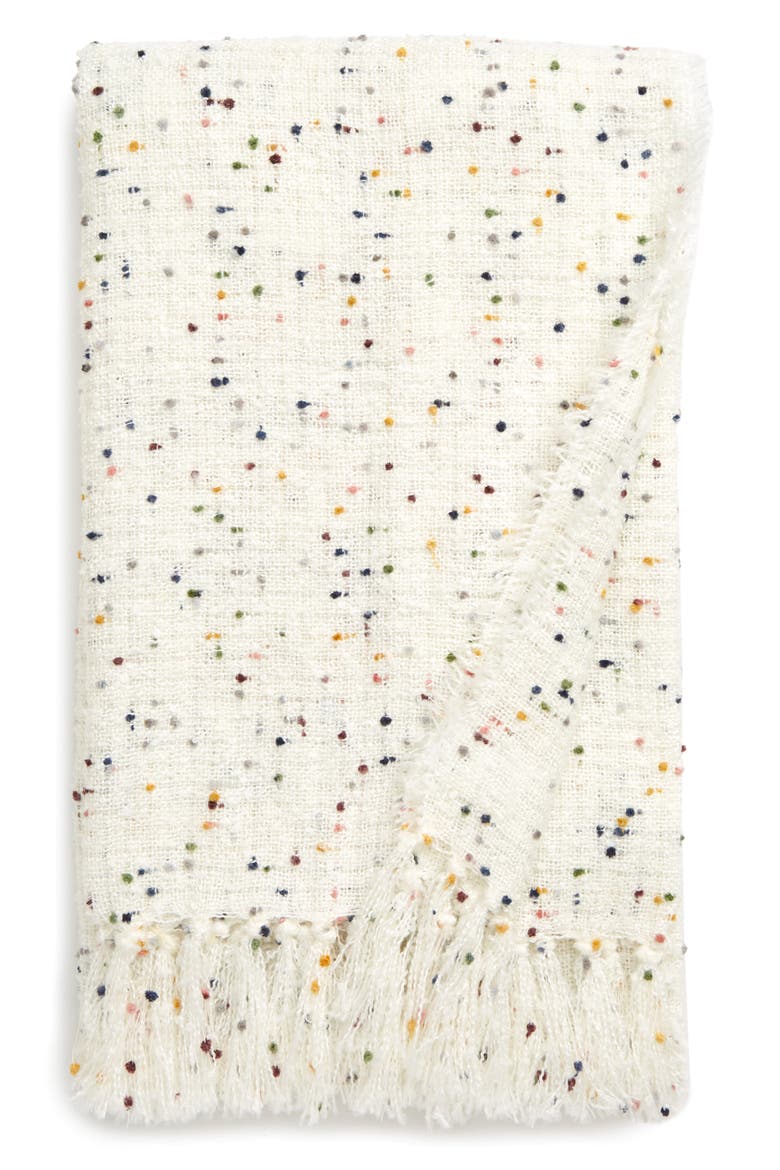 Confetti Nep Fringe Throw Blanket, Main, color, IVORY MULTI