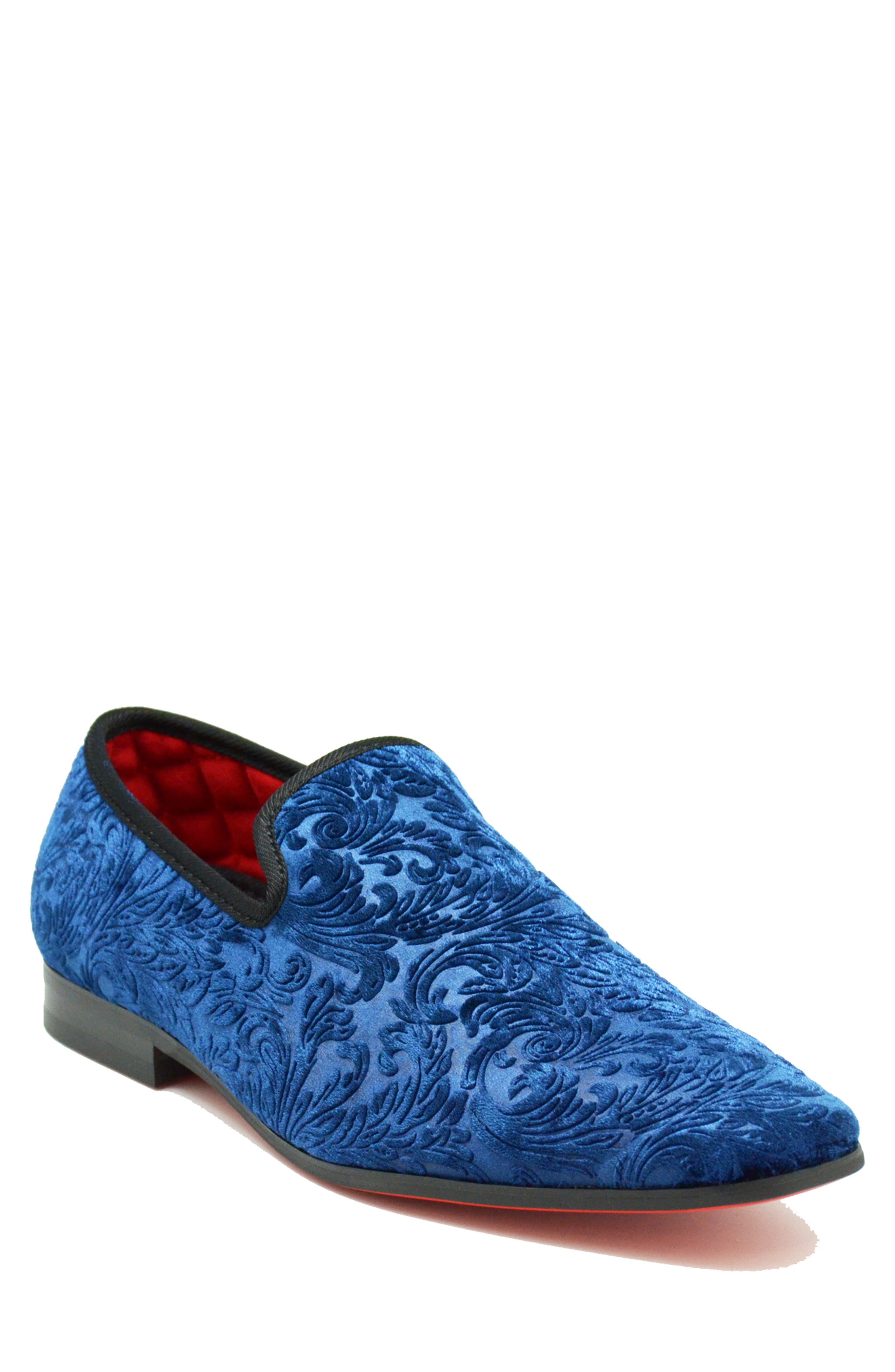 La Milano Broderick Velvet Loafer, Main, color, Navy