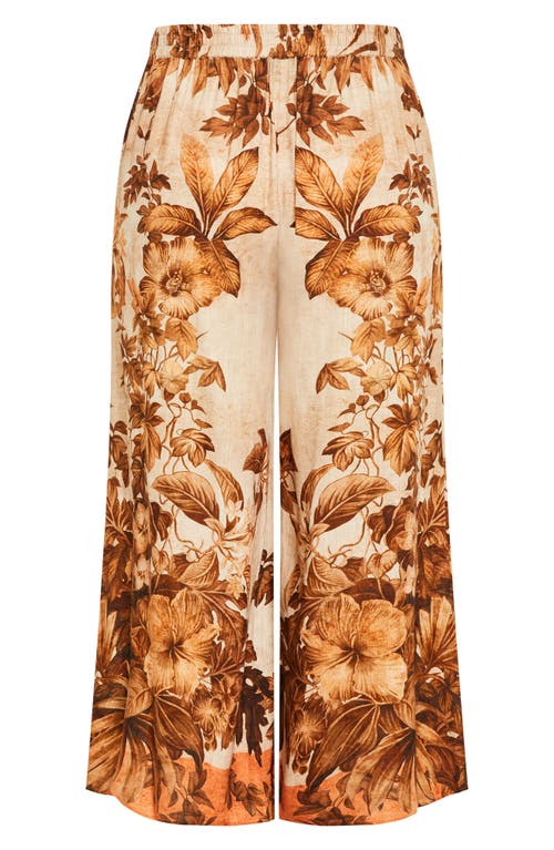 City Chic Swept Away Wide Leg Pants In Brown