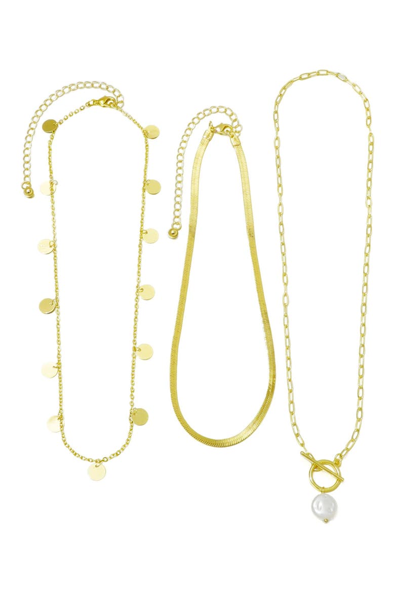 Set of 3 Assorted Chain Necklaces, Alternate, color, GOLD/ WHITE