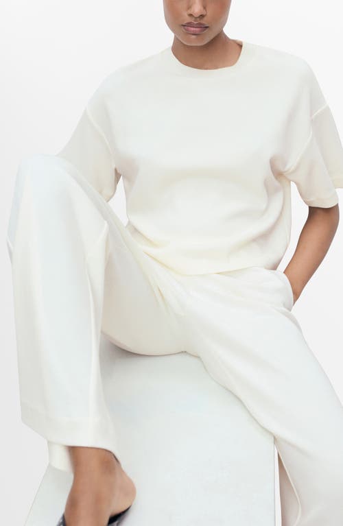 Mango Boxy Cotton Blend T-shirt In Neutral