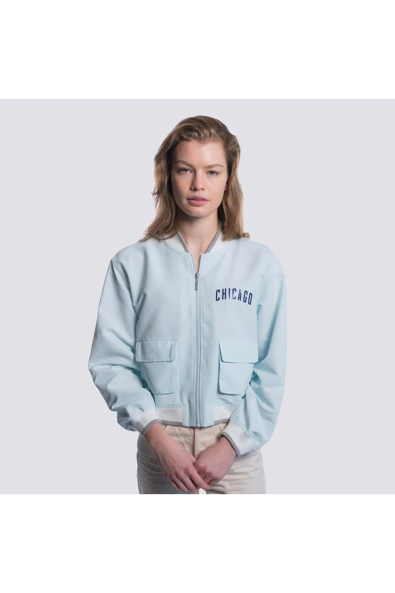 Women's Lusso  Light Blue Chicago Cubs Cropped Paisley Full-Zip Jacket, Main, color, Light Blue