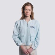 LUSSO Women's Lusso Light Blue Chicago Cubs Cropped Paisley Full-Zip Jacket