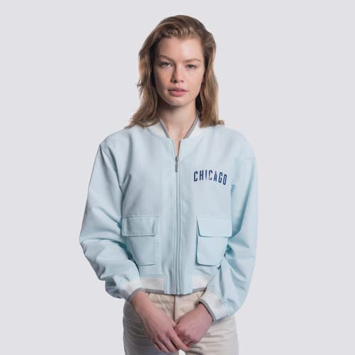 Lusso Light Blue Chicago Cubs Cropped Paisley Full-zip Jacket