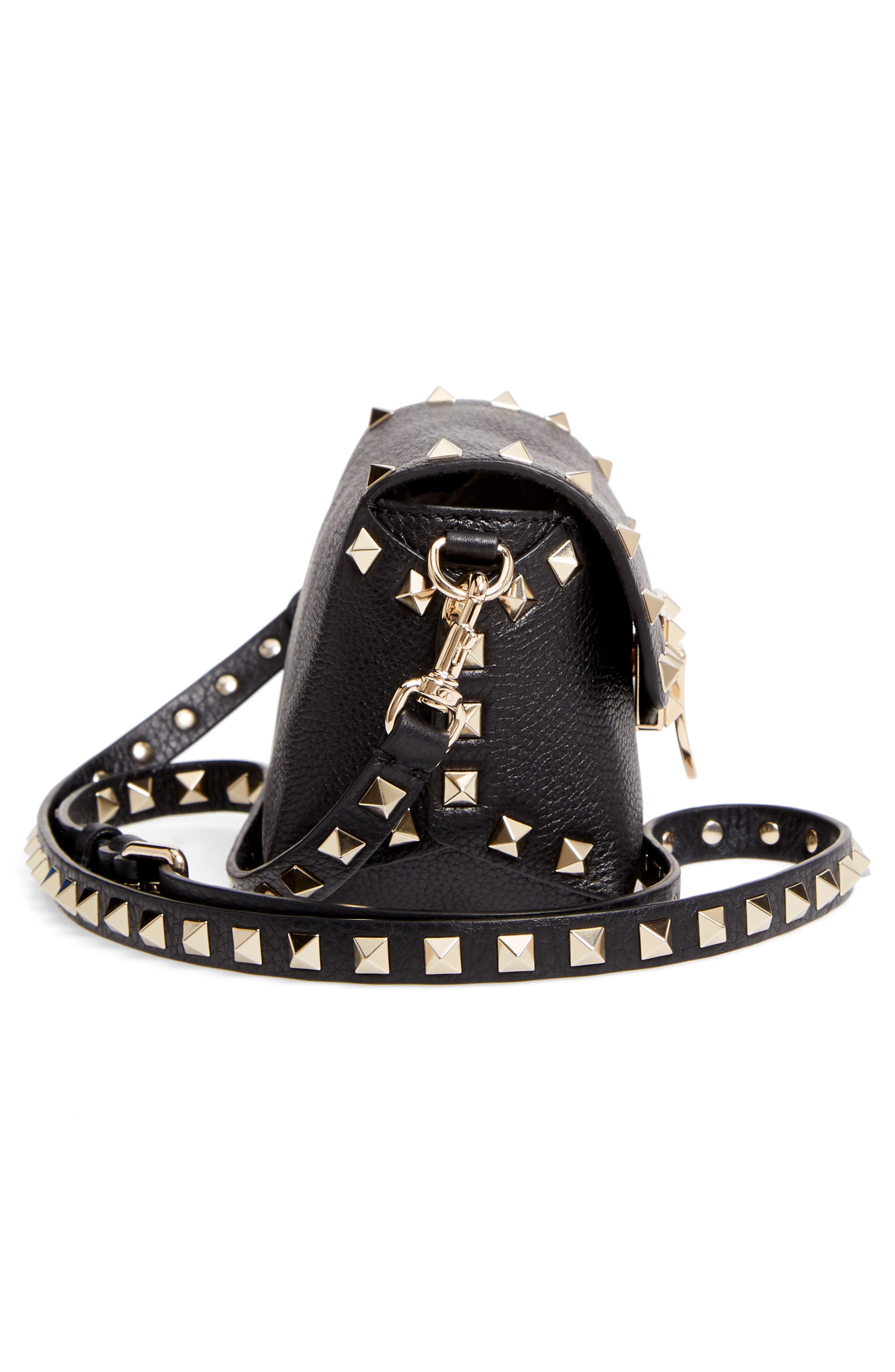 Valentino Garavani Rockstud Mini Calfskin Leather Crossbody Bag, Alternate, color, 