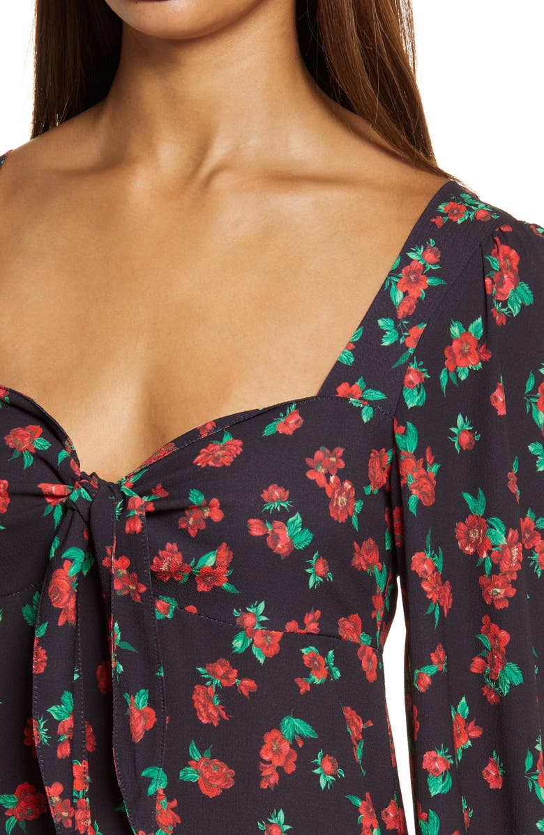 Fourteenth Place Puff Long Sleeve Tie Front Dress, Alternate, color,