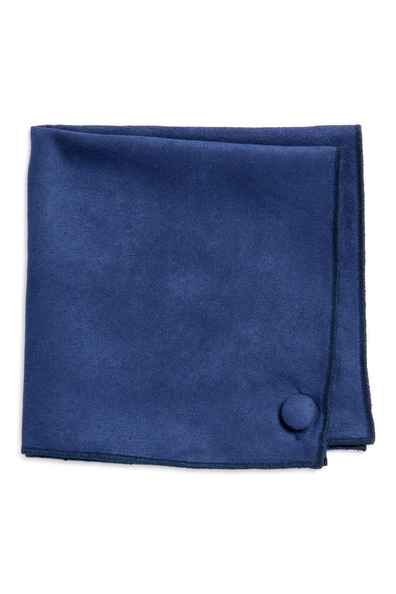 Solid Sueded Cotton Pocket Square, Main, color, NAVY