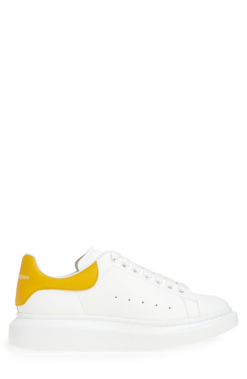 Alexander Mcqueen Perforated Platform Round Toe Sneakers In Off White/yellow