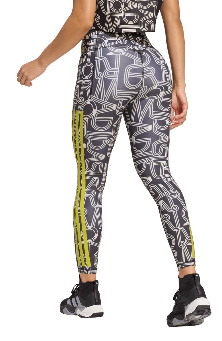 adidas x FARM Rio Optime Climacool Leggings, Alternate, color, Black/ Crystal Linen/ Lime