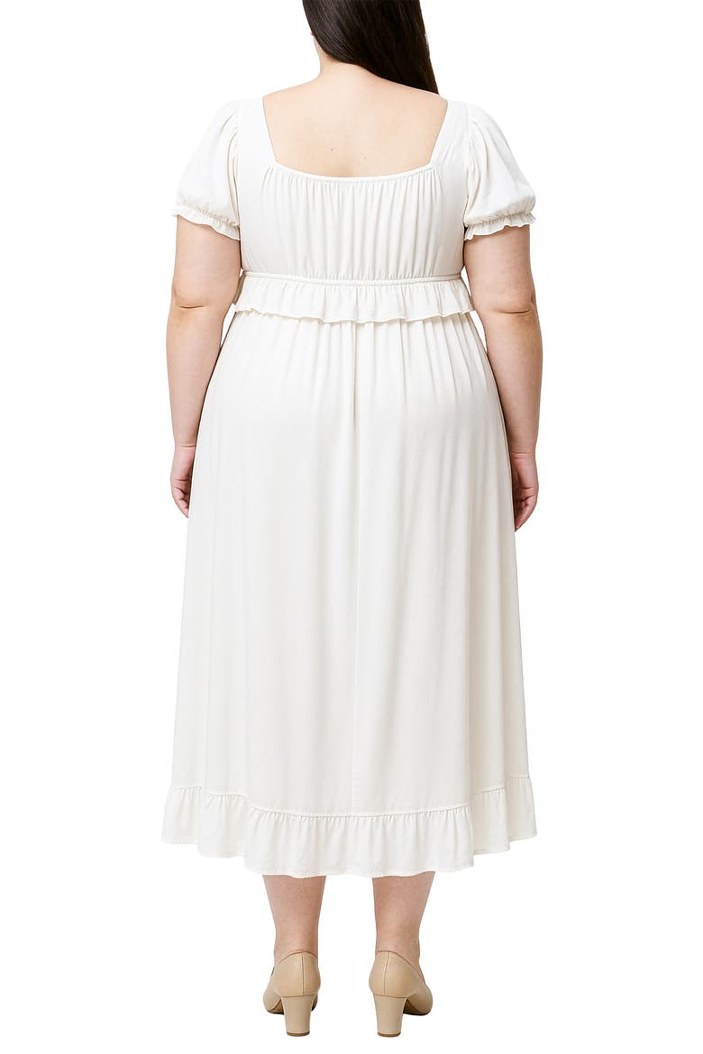 Ruffle Waist High-Low Midi Dress, Alternate, color, WHITE