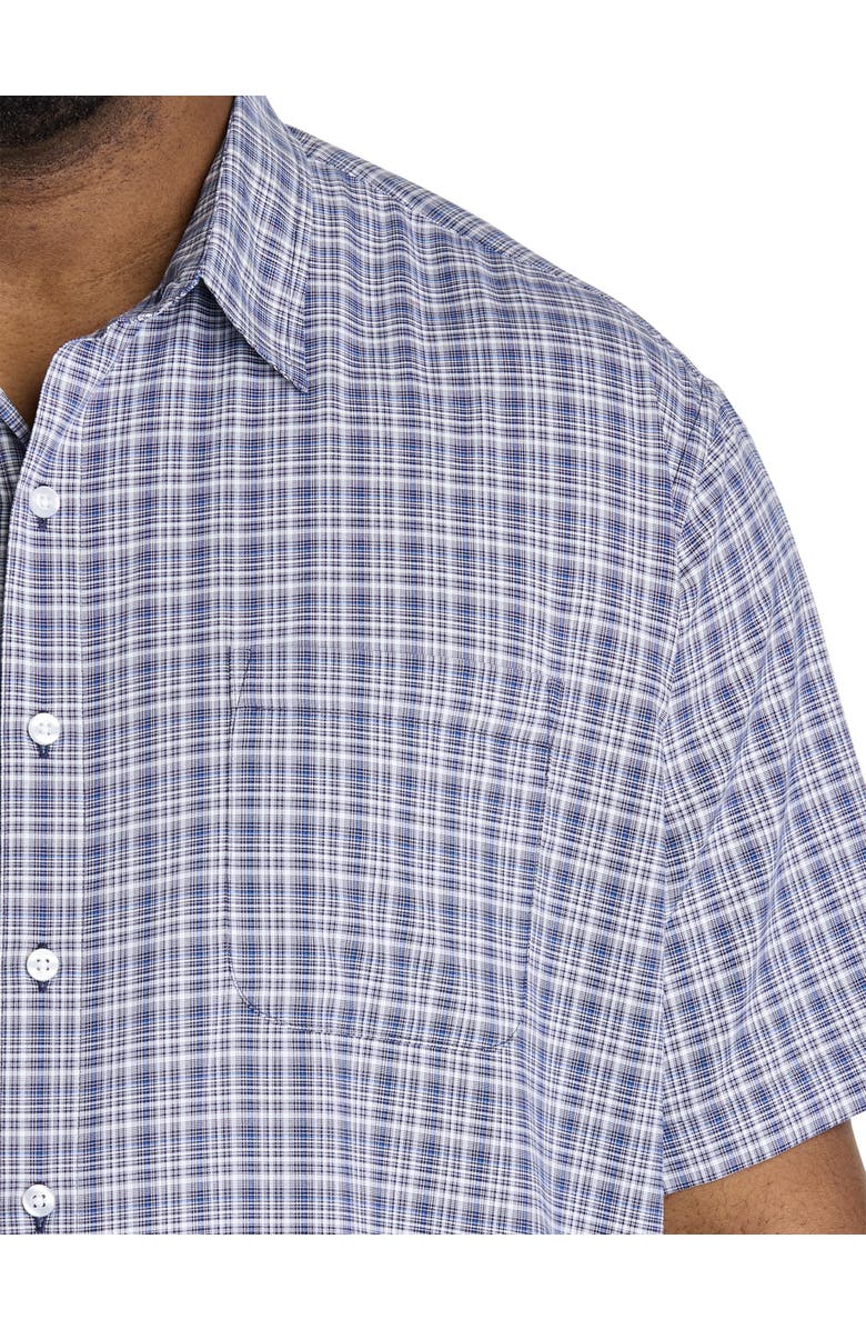 Synrgy by DXL Big & Tall Plaid Microfiber Sport Shirt, Alternate, color, Blue Multi