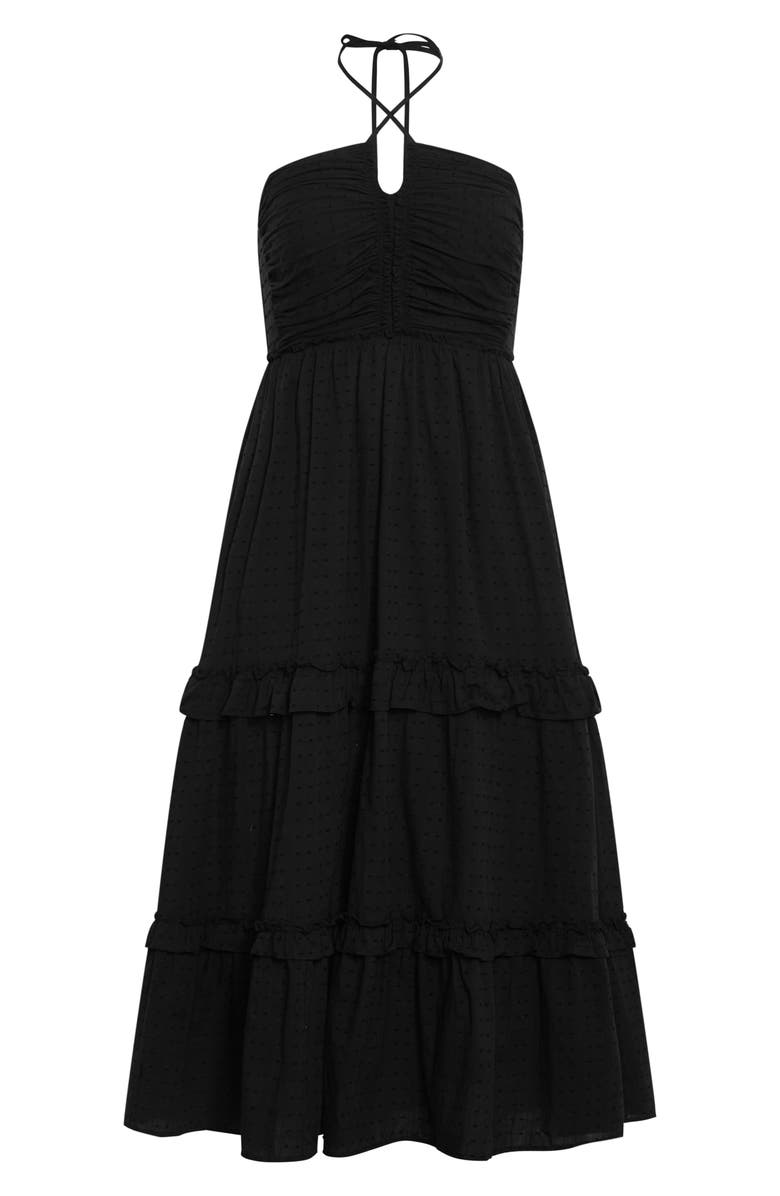 City Chic Ivy Clip Dot Tiered Halter Dress, Alternate, color, Black
