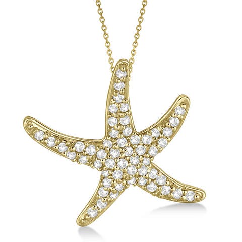 Natural Diamond Starfish Pendant Necklace 14k (0.55ct)