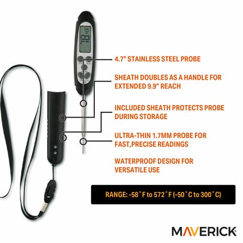 Maverick Fast Read Digital Probe Thermometer In Black