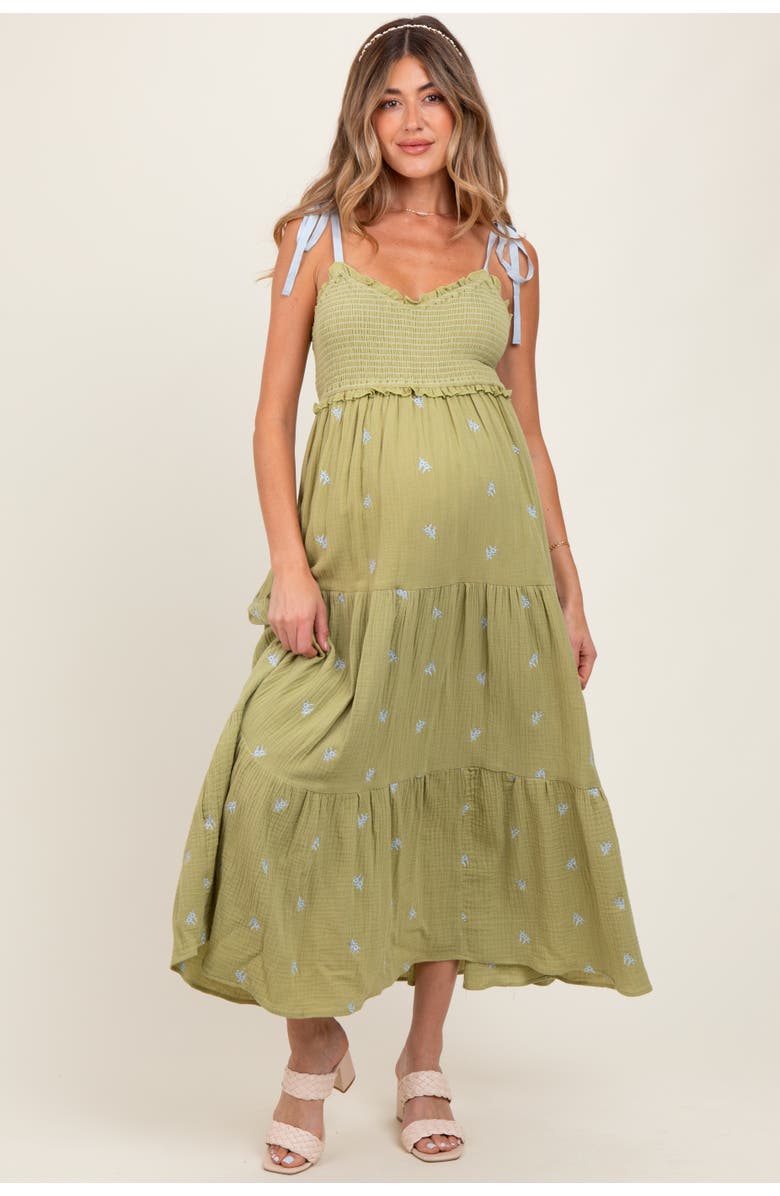 PinkBlush Embroidered Smocked Shoulder Tie Maxi Dress, Alternate, color, 