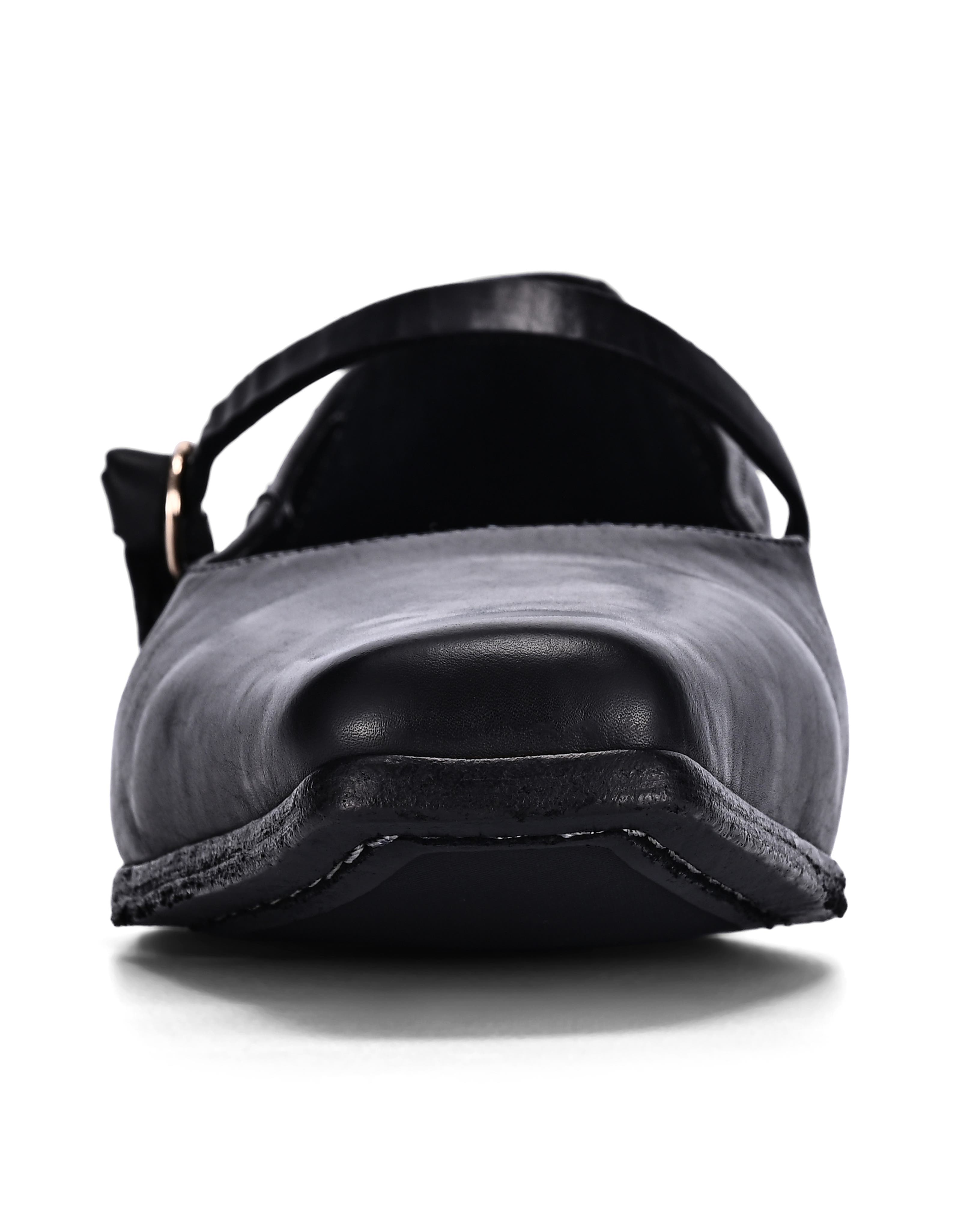 OLD TREND Classic Genuine Leather Polished Vintage Mary Jane Flat, Alternate, color, Black