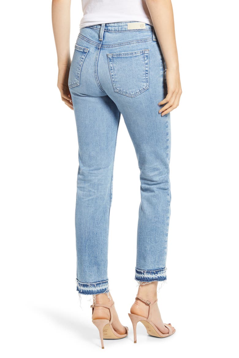 Isabelle High Waist Hem Detail Ankle Straight Leg Jeans, Alternate, color, 22YRS BLUE SOLS