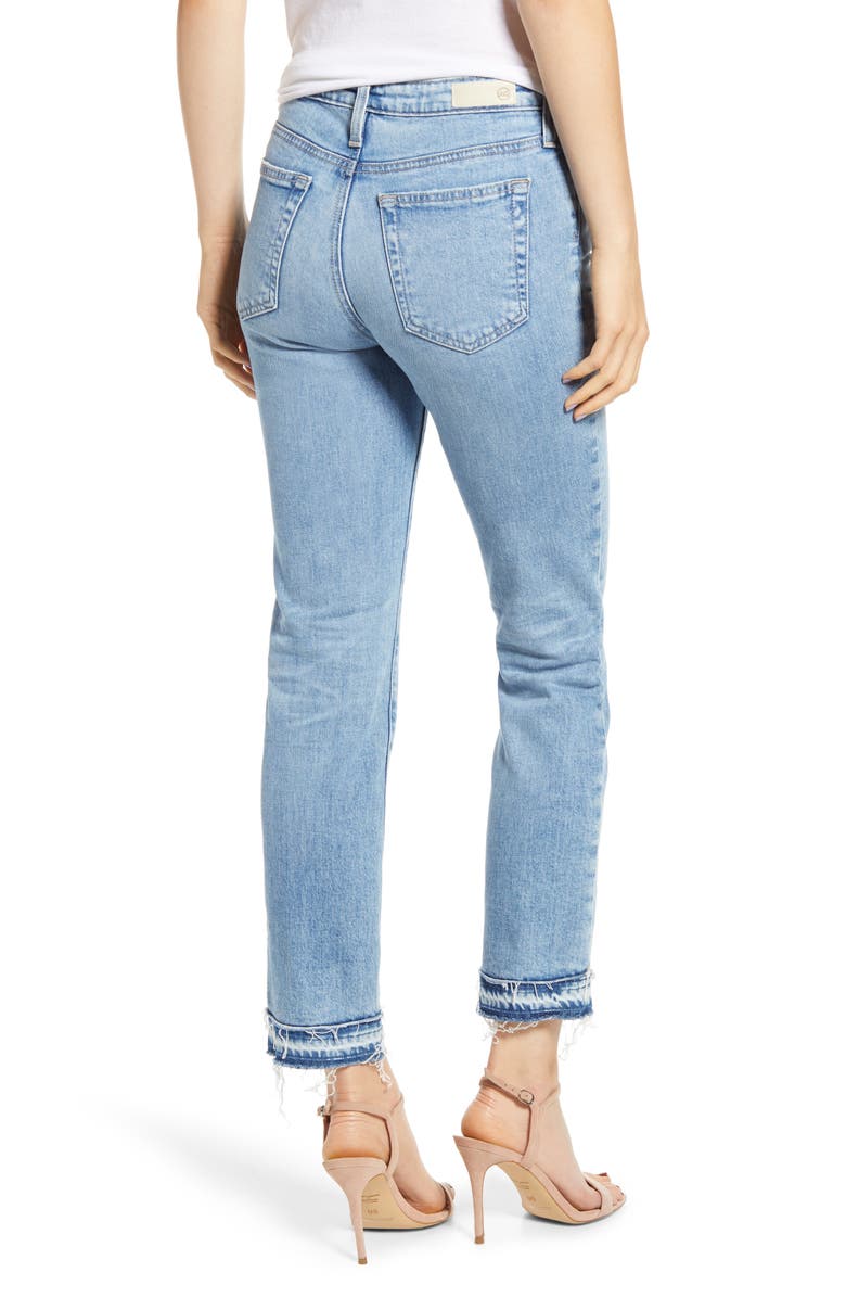 AG Isabelle High Waist Hem Detail Ankle Straight Leg Jeans, Alternate, color, 