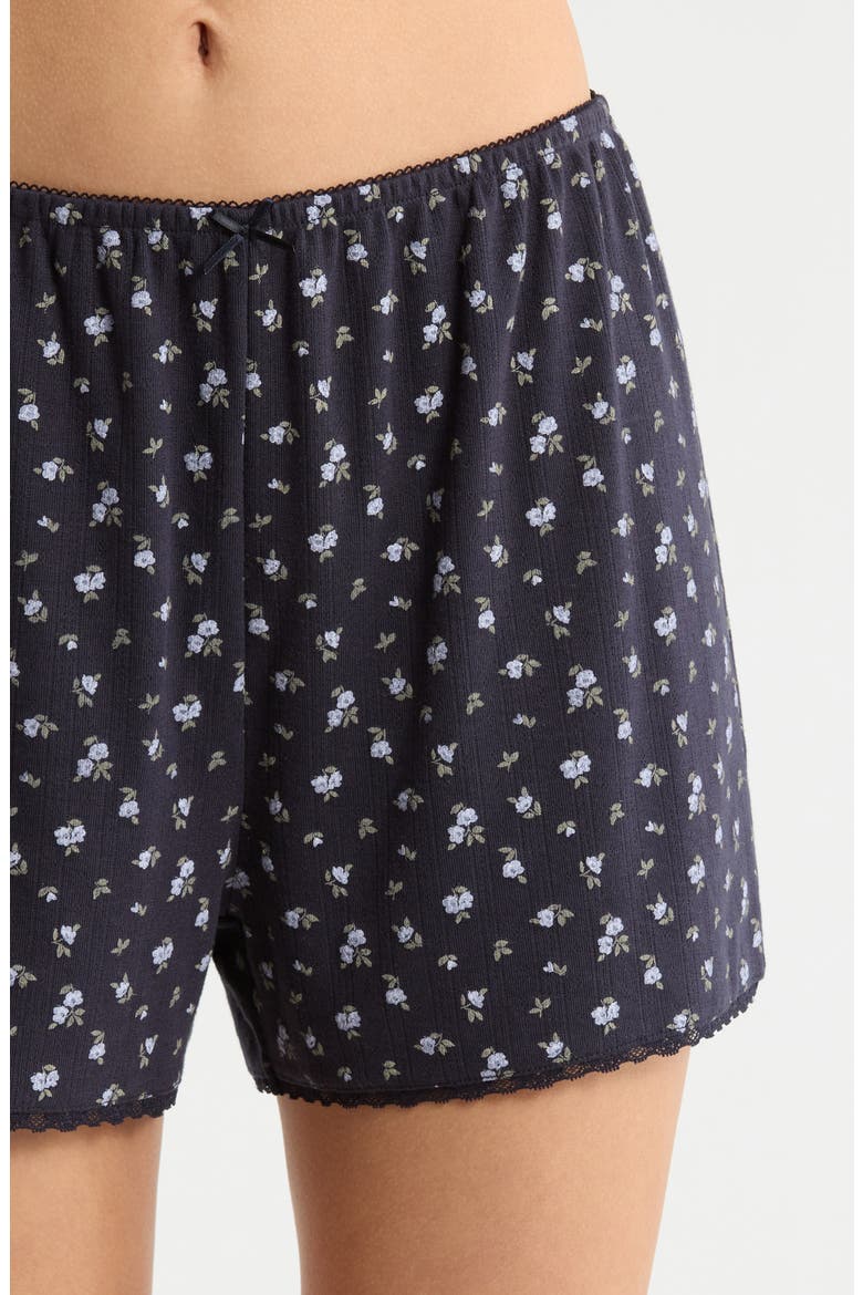 Print Pointelle Knit Short Pajamas, Alternate, color, UTILITY BLUE