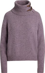 Lauren Ralph Lauren Wool Blend Buckle Trim Turtlneck Sweater