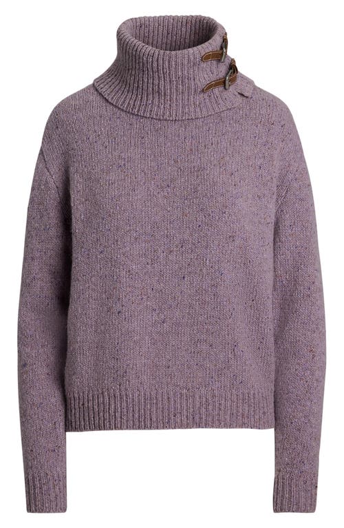 Ralph Lauren Buckle-trim Mélange Turtleneck Sweater In Gray