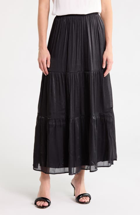 Metallic Tiered Maxi Skirt