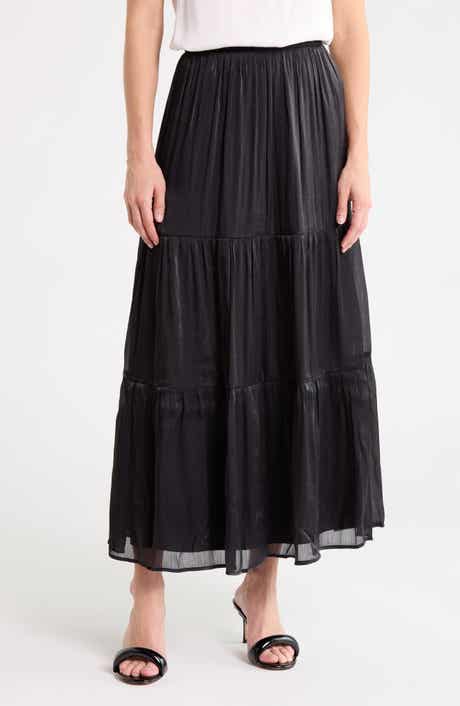 Metallic Tiered Maxi Skirt
