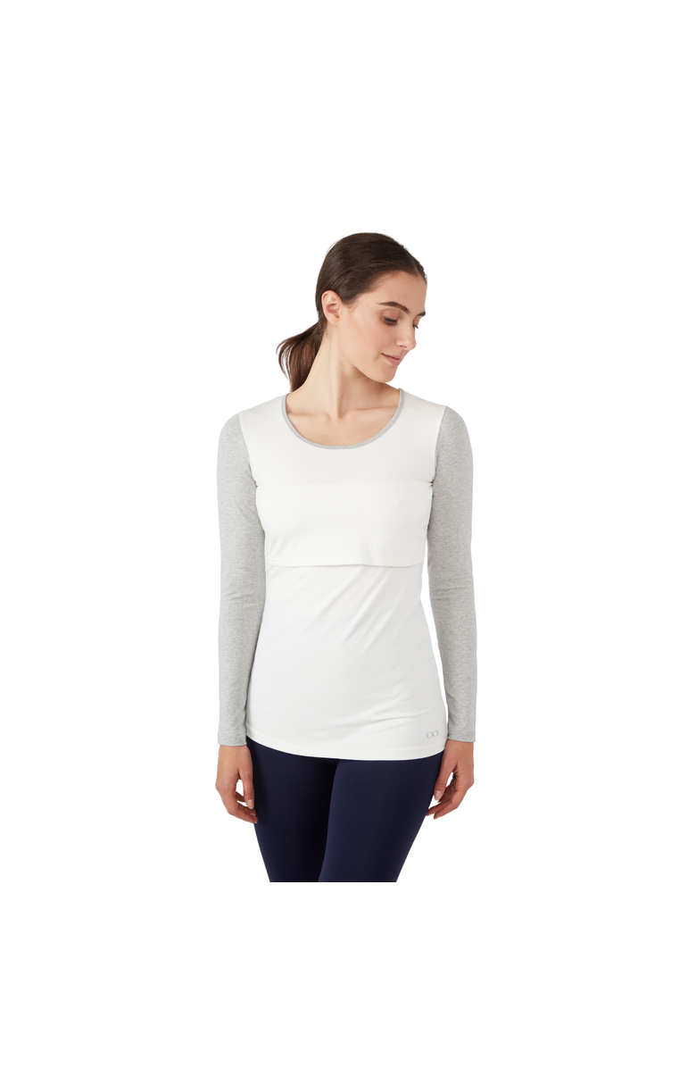 Modern Eternity Maternity Charlotte Long Sleeve Nursing & Maternity Top, Main, color, Eggshel Grey Mix