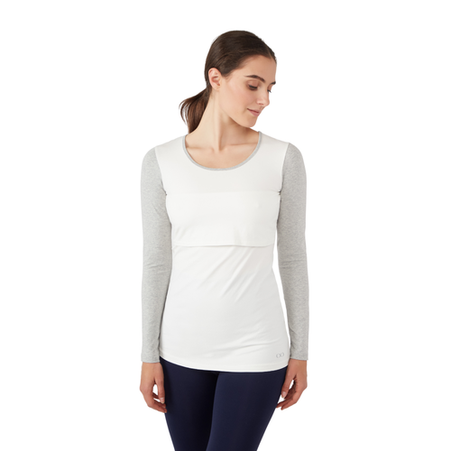 Modern Eternity Maternity Charlotte Long Sleeve Nursing & Maternity Top In Gray