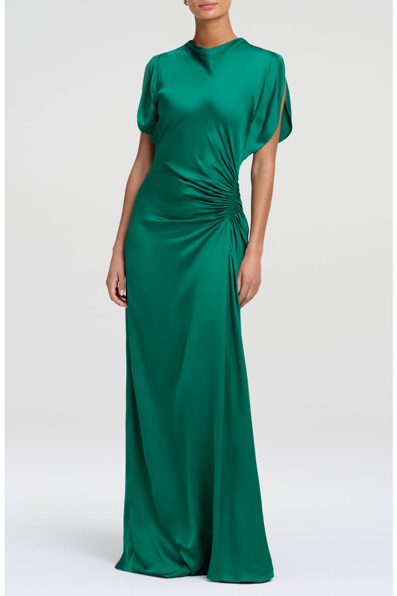 Nadia Draped Gown, Main, color, BRIGHT EMERALD