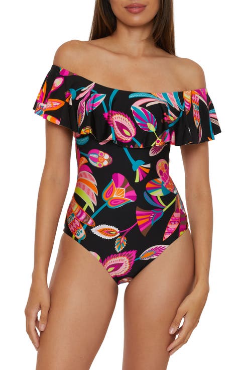 Luminary Ruffle Off the Shoulder One-Piece Swimsuit
