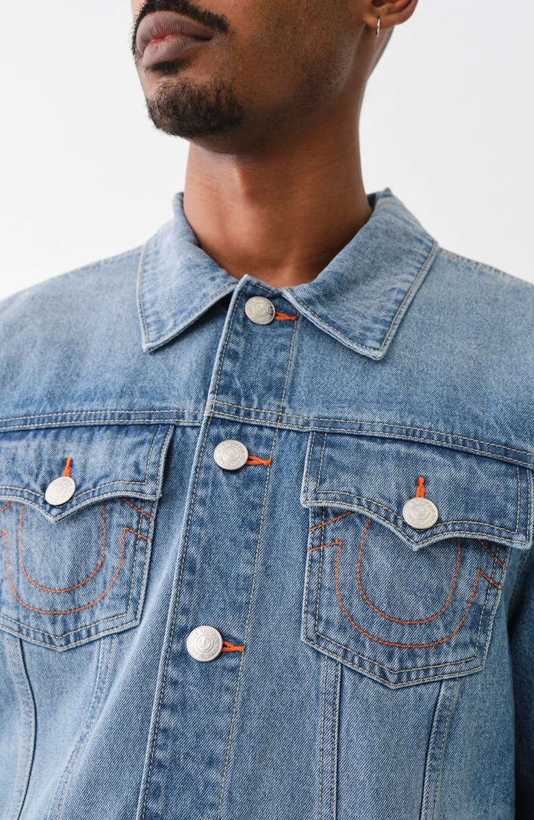 True Religion Jesse Denim Trucker Jacket, Alternate, color, Medium Golden Wash