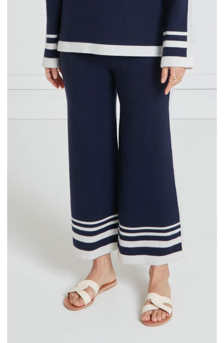 Temperley London Bretton Knit Trousers, Alternate, color, Navy/Ivory