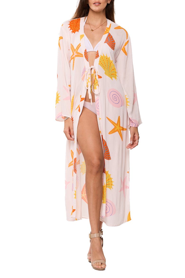 Longline Cover-Up Duster, Main, color, CORAL