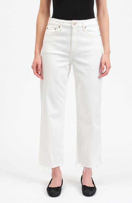 DAZE Sundaze Raw Hem High Waist Crop Straight Leg Carpenter Jeans