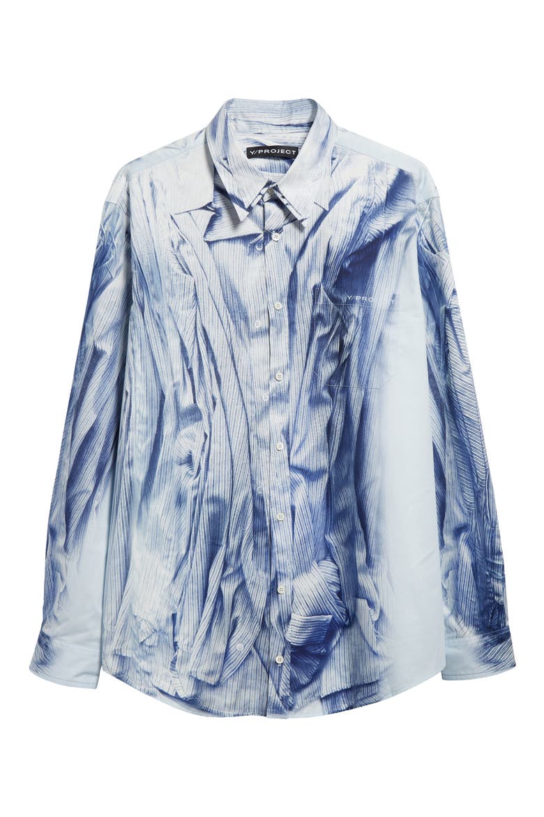 Compact Trompe l'Oeil Button-Up Shirt, Alternate, color, LIGHT BLUE