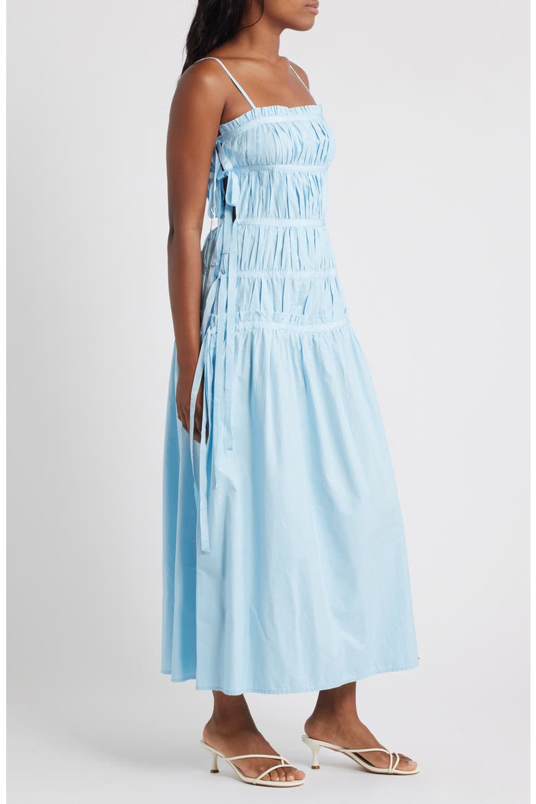 Pleat Detail Cotton Maxi Sundress, Alternate, color, MEDIUM BLUE