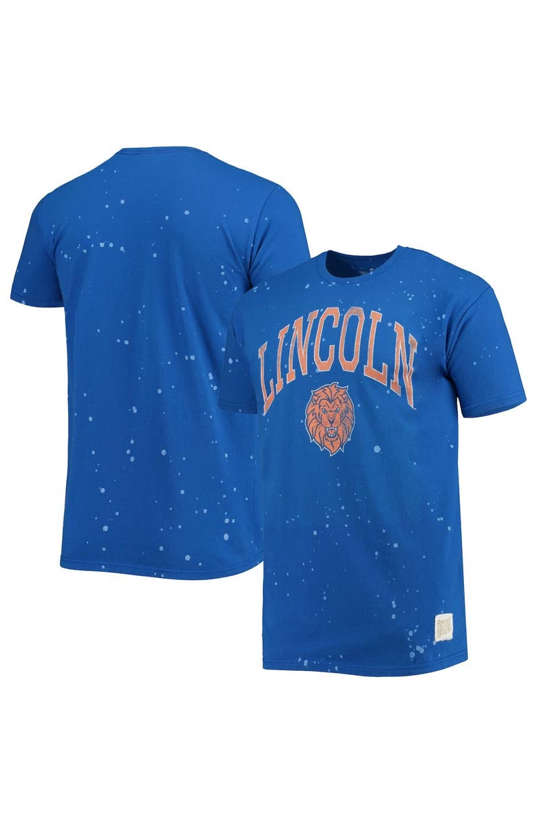 Retro Brand Men's Original Retro Brand Royal Lincoln Lions Bleach Splatter T-Shirt, Alternate, color, Royal