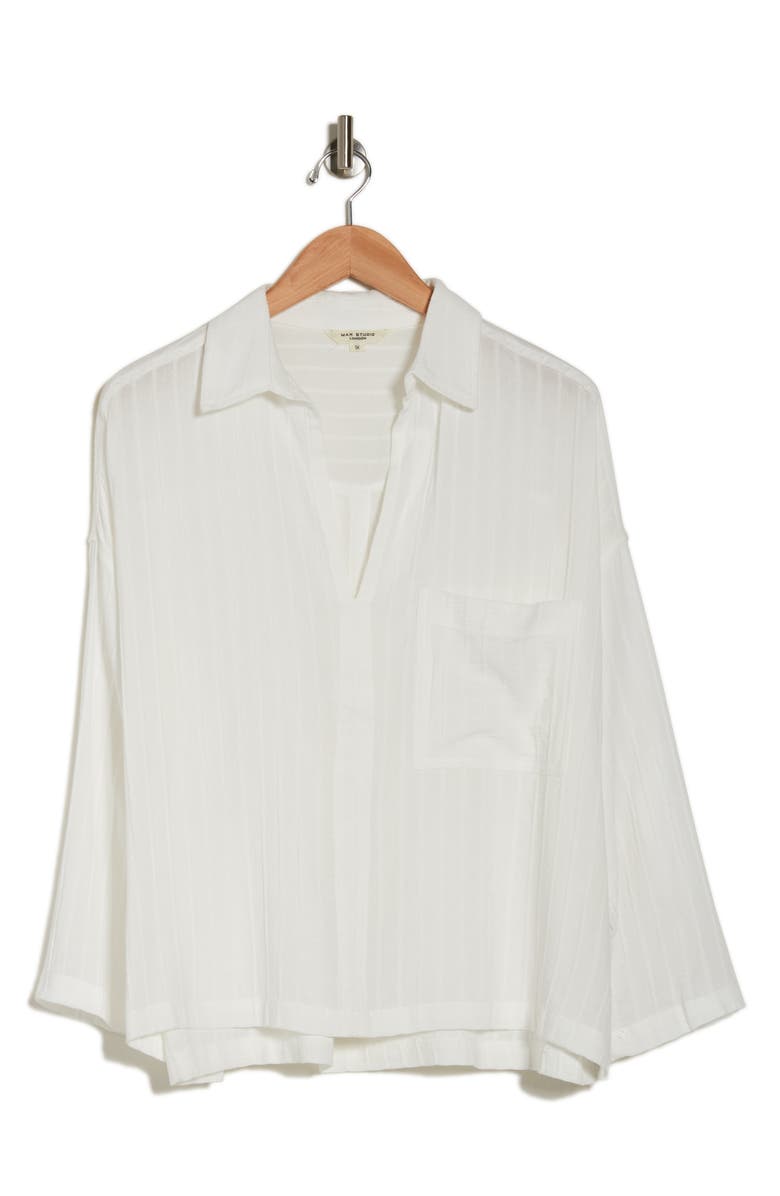 MAX STUDIO Textured Stripe Long Sleeve Popover Top, Alternate, color, 