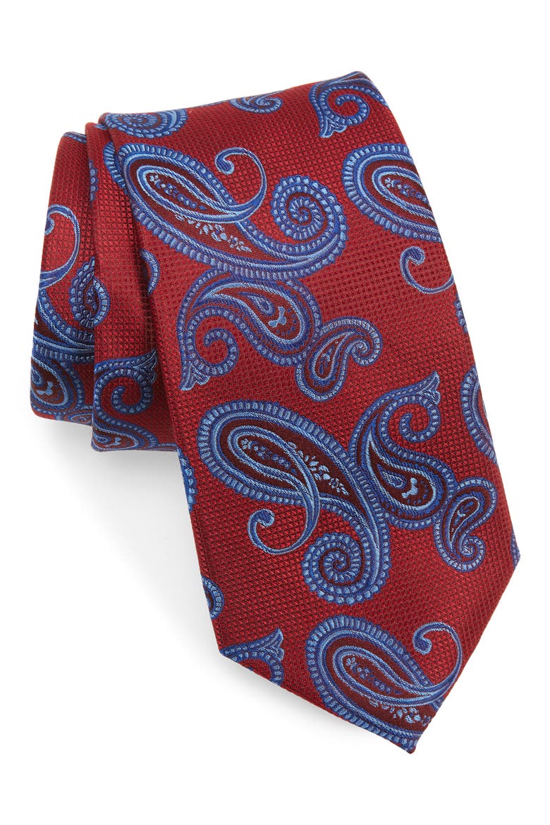 Healey Paisley Silk Tie, Main, color, RED