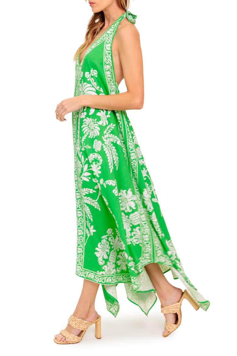 Floral Halter Maxi Dress, Alternate, color, GREEN